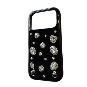 iPhone 17 Pro Max Luxury Black & Silver Crystal Phone Case